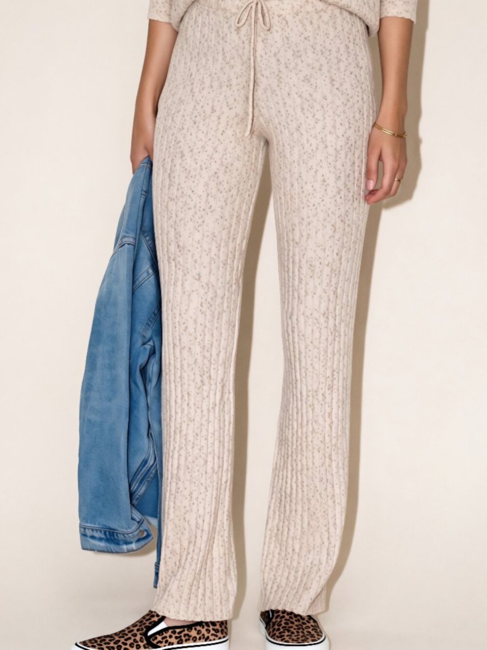 NWT Heartloom Ribbed Knit Lounge Pants in Oatmeal Size Medium